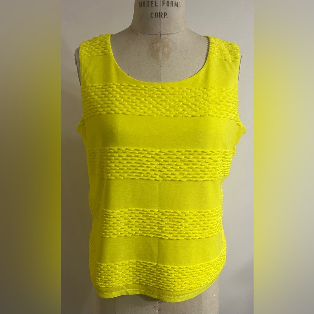East5th Blazing Yellow Scalloped Detail Lined Knit Tank Size PL